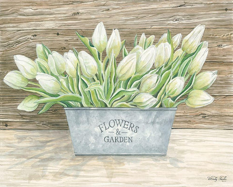 Flowers and Garden Tulips White Modern Wood Framed Art Print with Double Matting by Jacobs, Cindy
