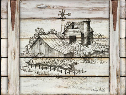 Down on the Farm Black Ornate Wood Framed Art Print with Double Matting by Jacobs, Cindy