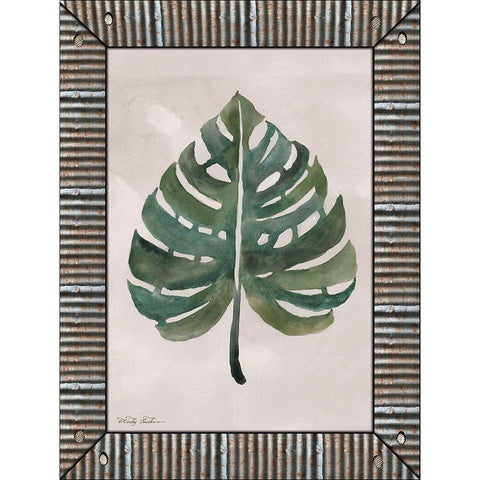 Monstera Leaf  Gold Ornate Wood Framed Art Print with Double Matting by Jacobs, Cindy