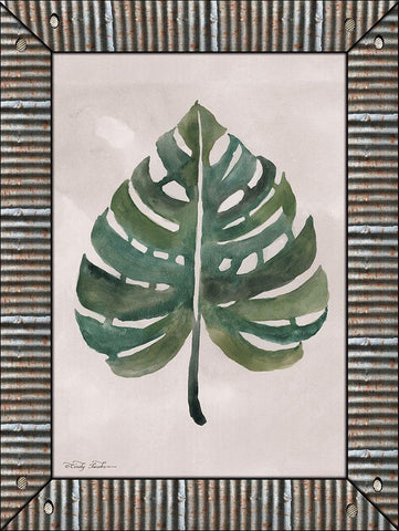 Monstera Leaf  White Modern Wood Framed Art Print with Double Matting by Jacobs, Cindy