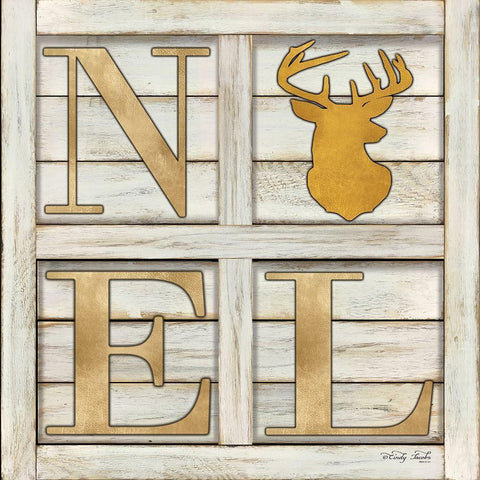 Noel Deer White Modern Wood Framed Art Print with Double Matting by Jacobs, Cindy