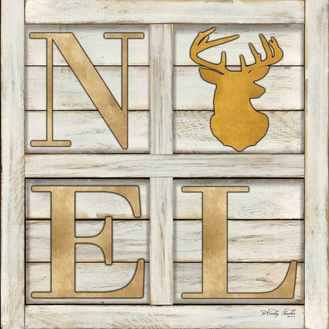 Noel Deer Gold Ornate Wood Framed Art Print with Double Matting by Jacobs, Cindy