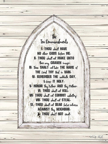 Ten Commandments White Modern Wood Framed Art Print with Double Matting by Jacobs, Cindy