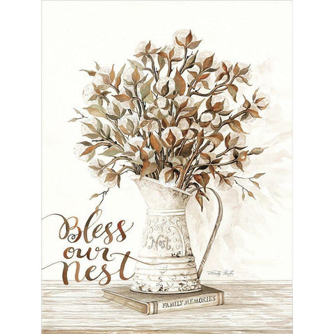 Bless Our Nest Cotton Bouquet Black Modern Wood Framed Art Print with Double Matting by Jacobs, Cindy