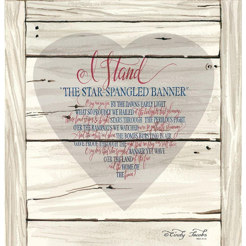 I Stand Heart Gold Ornate Wood Framed Art Print with Double Matting by Jacobs, Cindy