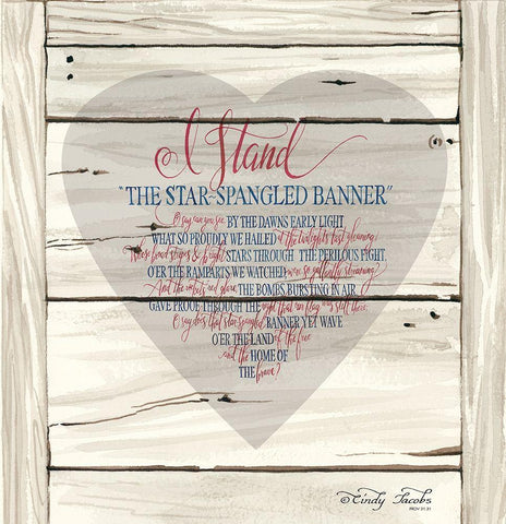 I Stand Heart White Modern Wood Framed Art Print with Double Matting by Jacobs, Cindy