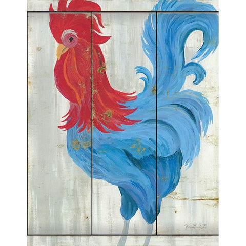 Patriotic Rooster Gold Ornate Wood Framed Art Print with Double Matting by Jacobs, Cindy