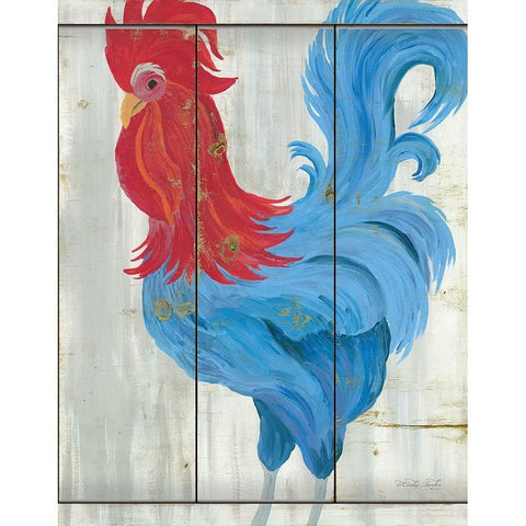 Patriotic Rooster Black Modern Wood Framed Art Print with Double Matting by Jacobs, Cindy