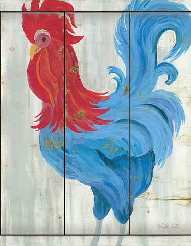 Patriotic Rooster White Modern Wood Framed Art Print with Double Matting by Jacobs, Cindy