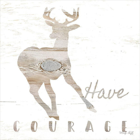 Have Courage Deer Black Ornate Wood Framed Art Print with Double Matting by Jacobs, Cindy