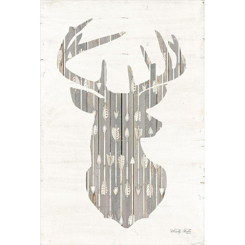 Deer and Arrows Silhouette Gold Ornate Wood Framed Art Print with Double Matting by Jacobs, Cindy