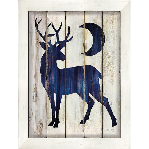 Midnight Blue Deer II Black Modern Wood Framed Art Print with Double Matting by Jacobs, Cindy