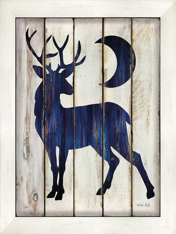 Midnight Blue Deer II Black Ornate Wood Framed Art Print with Double Matting by Jacobs, Cindy