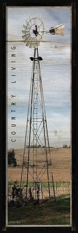 Country Living Windmill Black Ornate Wood Framed Art Print with Double Matting by Jacobs, Cindy