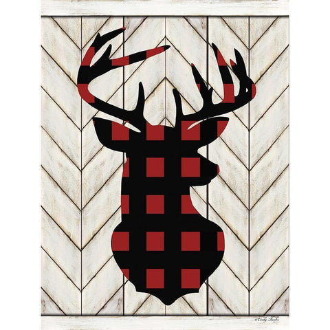 Plaid Deer Black Modern Wood Framed Art Print with Double Matting by Jacobs, Cindy