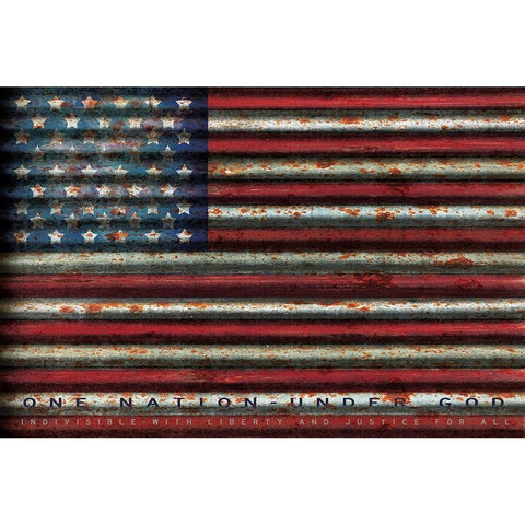 American Flag on Metal White Modern Wood Framed Art Print by Jacobs, Cindy