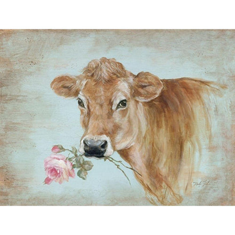 Miss Moo Black Modern Wood Framed Art Print with Double Matting by Coules, Debi