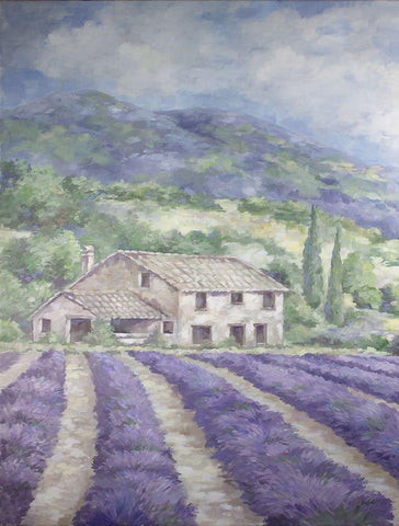 French Farmhouse Lavender White Modern Wood Framed Art Print with Double Matting by Coules, Debi