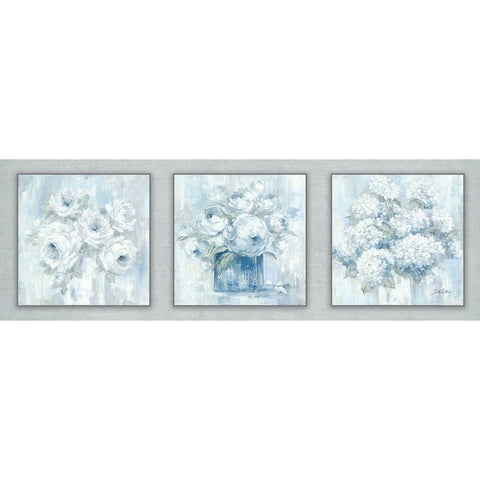 Trio of White Florals Gold Ornate Wood Framed Art Print with Double Matting by Coules, Debi