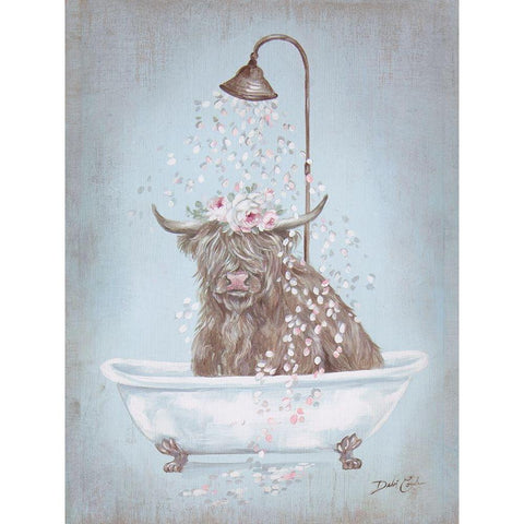 Showering Petals Highland White Modern Wood Framed Art Print by Coules, Debi