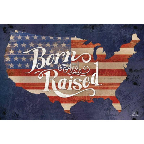 USA Born and Raised Black Modern Wood Framed Art Print with Double Matting by Dee Dee