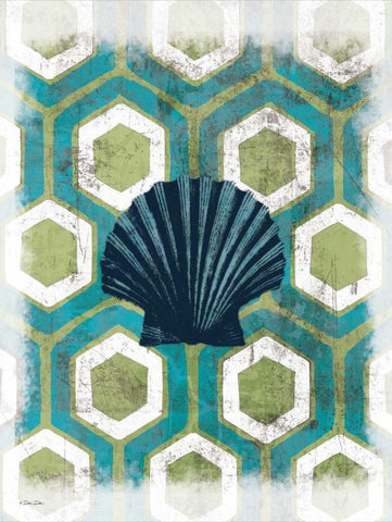 Coastal Patterns I White Modern Wood Framed Art Print with Double Matting by Dee Dee