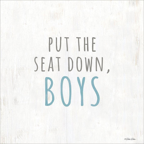 Put the Seat Down Boys White Modern Wood Framed Art Print by Dee Dee