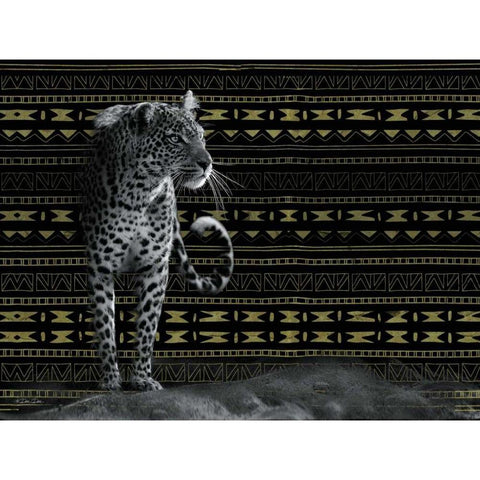 Patterned Leopard Gold Ornate Wood Framed Art Print with Double Matting by Dee Dee