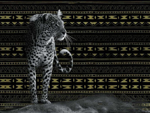 Patterned Leopard Black Ornate Wood Framed Art Print with Double Matting by Dee Dee
