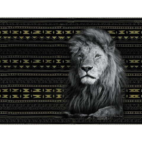 Patterned Lion Gold Ornate Wood Framed Art Print with Double Matting by Dee Dee