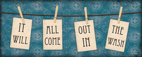 Laundry Clothespin Notes Black Ornate Wood Framed Art Print with Double Matting by Dee Dee