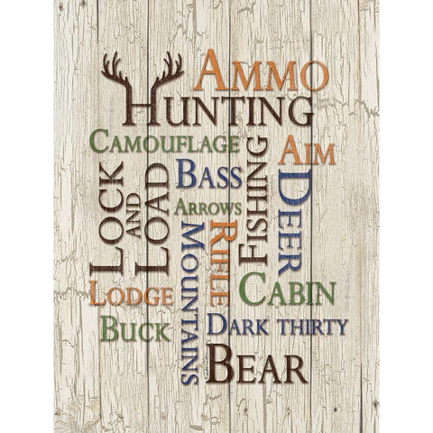 Hunting Words White Modern Wood Framed Art Print by Dee Dee