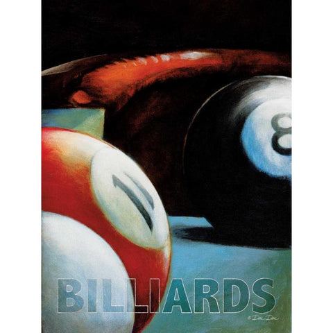Billiards Black Modern Wood Framed Art Print with Double Matting by Dee Dee