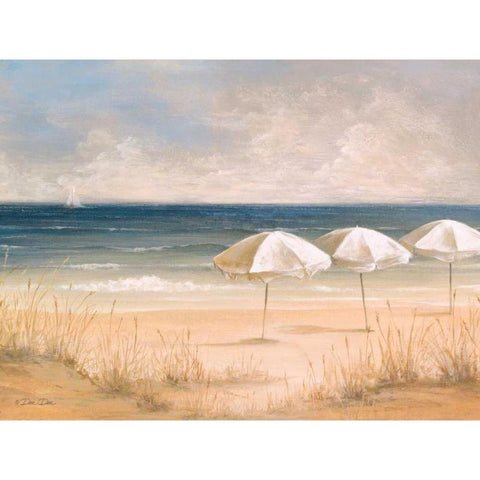 Atlantic Umbrellas Black Modern Wood Framed Art Print by Dee Dee