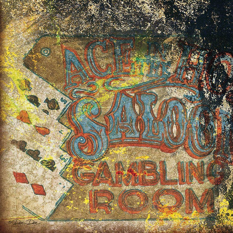 Gambling Room Black Ornate Wood Framed Art Print with Double Matting by Dee Dee