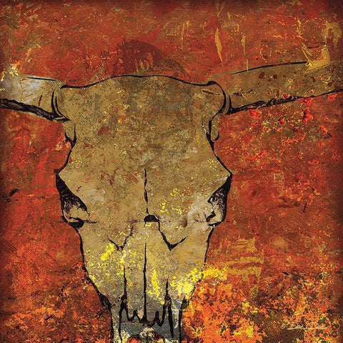Skull Black Modern Wood Framed Art Print by Dee Dee
