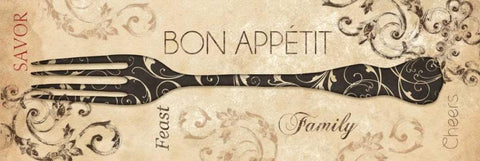 Bon Appetit White Modern Wood Framed Art Print with Double Matting by Dee Dee