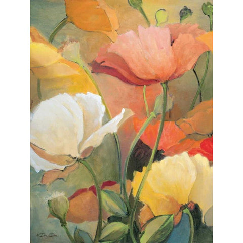 Spring Blooms I Black Modern Wood Framed Art Print by Dee Dee