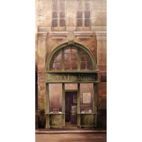 Fish Market Black Modern Wood Framed Art Print with Double Matting by Dee Dee