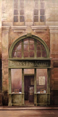 Fish Market White Modern Wood Framed Art Print with Double Matting by Dee Dee