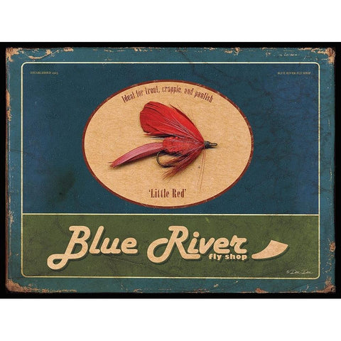 Blue River Black Modern Wood Framed Art Print with Double Matting by Dee Dee