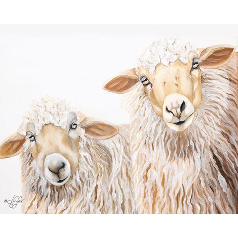 Ba Ba White Sheep Black Modern Wood Framed Art Print by Fifer, Diane