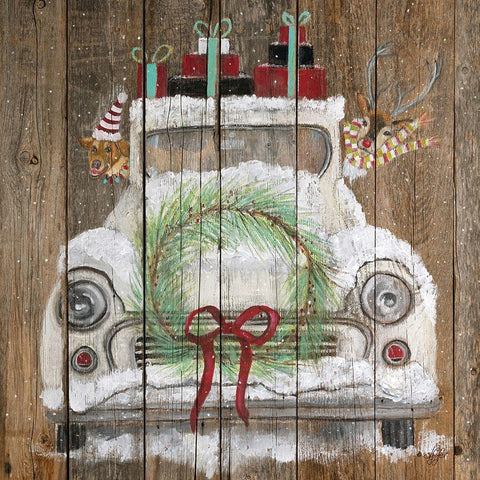 Christmas Truck Black Modern Wood Framed Art Print with Double Matting by Fifer, Diane