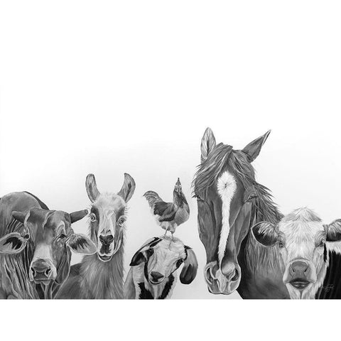 Farm Crew Black Modern Wood Framed Art Print with Double Matting by Fifer, Diane