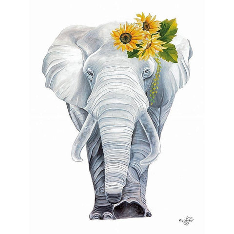 Sunflower Ellie     Black Modern Wood Framed Art Print by Fifer, Diane