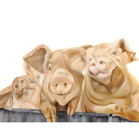 Three Pigs Gold Ornate Wood Framed Art Print with Double Matting by Fifer, Diane