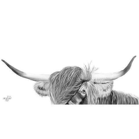 Peek-a-boo Highland Black Modern Wood Framed Art Print by Fifer, Diane