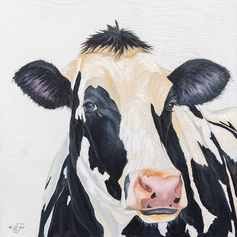 Holstein Cow Black Modern Wood Framed Art Print by Fifer, Diane