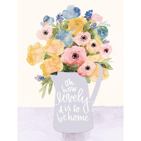 Lovely to Be Home Flowers Black Modern Wood Framed Art Print with Double Matting by Dogwood Portfolio