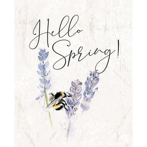 Hello Spring Bee White Modern Wood Framed Art Print by Dogwood Portfolio